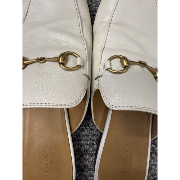 Gucci Womens White Leather Horsebit Mule Slides Size 40 EU - Picture 6 of 8